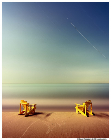 Moonlit Chairs and Star Trails, Grand Haven, Lake Michigan