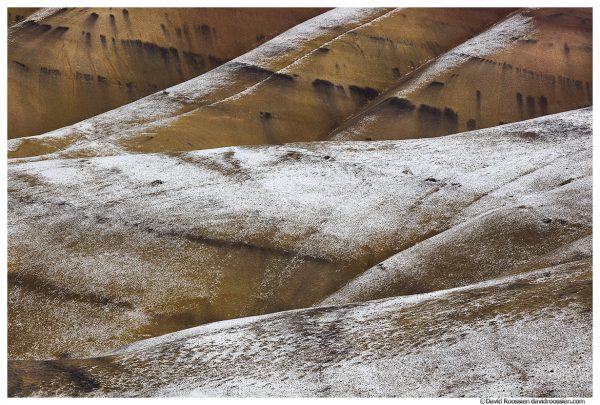 Snow Dusted Closeup, Painted Hills of Oregon